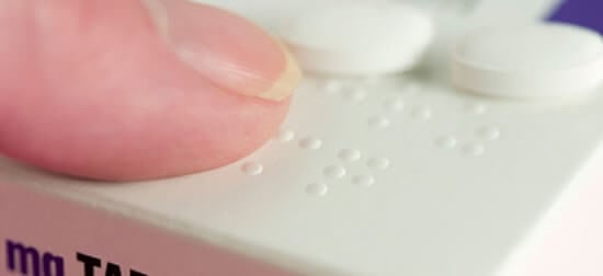 Reading braille on pharmaceutical pack